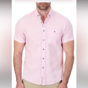 Pink striped linen/cotton blend shirt